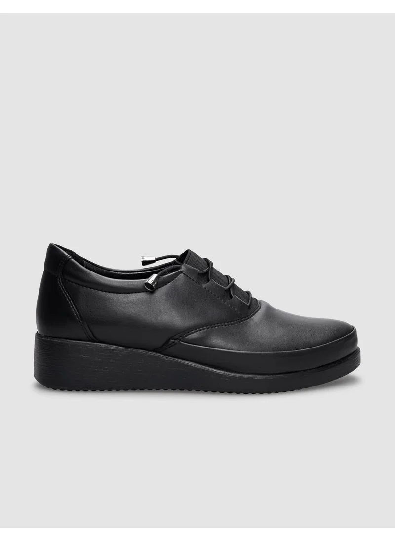 Cabani Black Rubber Laced Women's Comfort Shoes