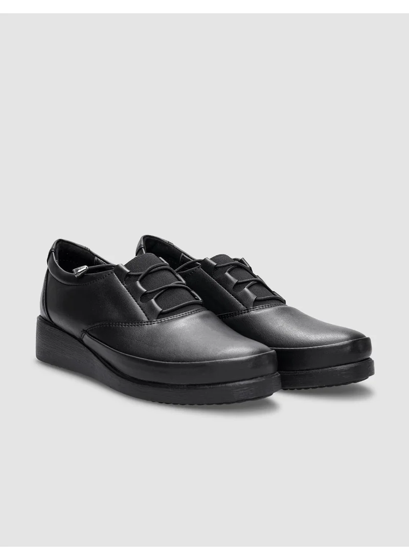 Cabani Black Rubber Laced Women's Comfort Shoes