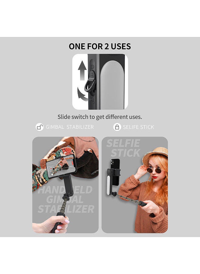 Generic - Handheld Gimbal Stabilizer for Phone Inception Mode Selfie Stick with Stable Tripod 3 Color Modes Fill Light Remote Shutter, Black - Image 1