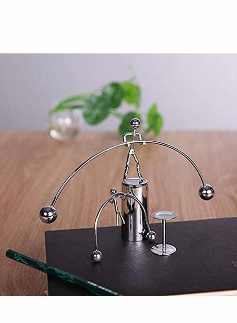 NIBEMINENT Motion Toy Metal Balance Steel Physics Newton's Cradle Balls Classic Science Mini Fun Desk Weightlifter Kinetic Art Balancing Decompressive for Home Office Decor - Image 2