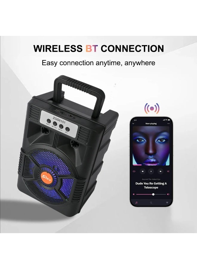 singe ZQS8151 8-Inch Multi-Media Super Bass Speaker, Portable with LED Lights - Image 4