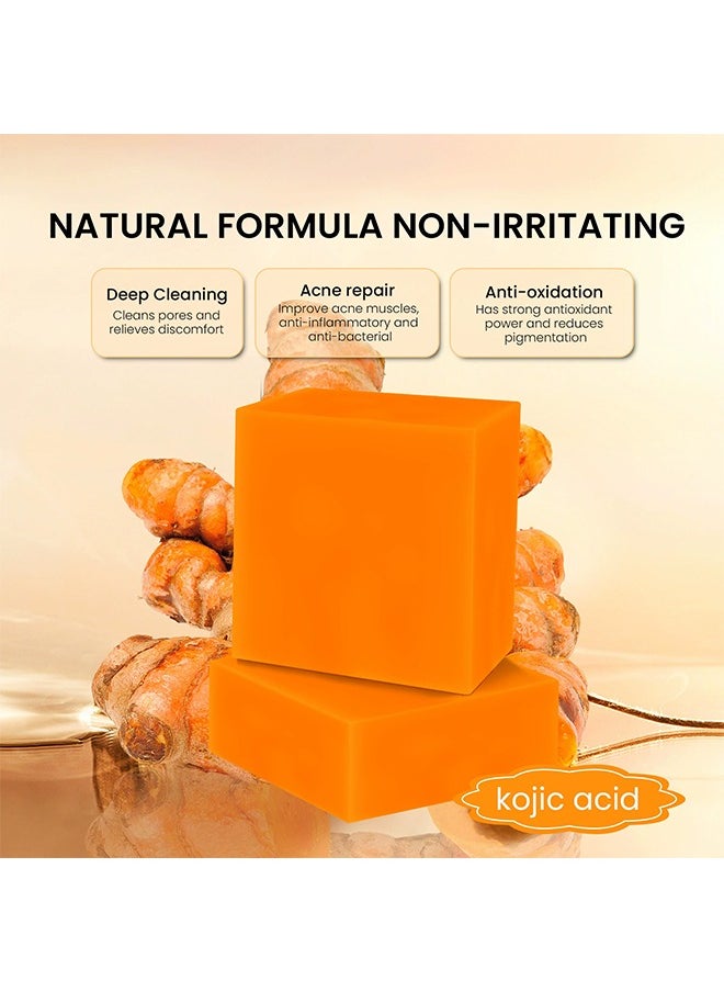 CARVENCHY - Kojic Acid Soap Turmeric Bar, Anti-Acne Dark Spot Corrector Soap, Brightning Deep Cleansing Face And Body Turmeric Soap, Tretinoin Soap, Acne Facial Turmeric Kojic Acid Soap Bar - Image 1