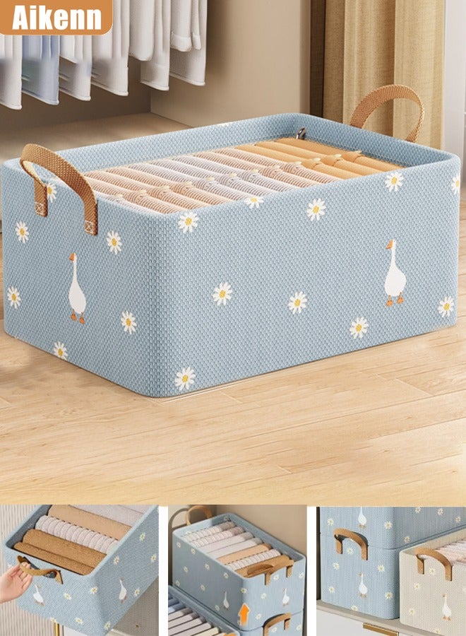 Aikenn 1pcs Home Foldable Clothes and Sundries Storage Box with Steel Frame Wardrobe Organization and Storage Jeans Storage Box Wardrobe Clothes Storage Box with Handles T-Shirt Storage Cabinet Drawer Storage Box Foldable Wardrobe Storage Box  - Image 1