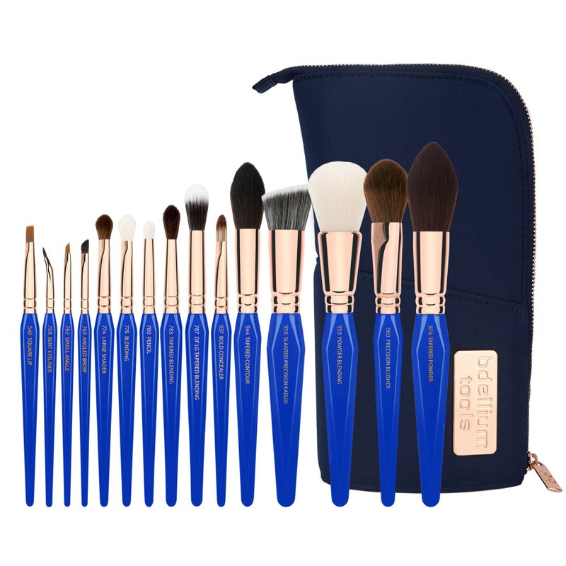 Bdellium Tools Professional Makeup Brush Golden Triangle Phase II Complete 15pc Brush Set with Pouch - Image 1