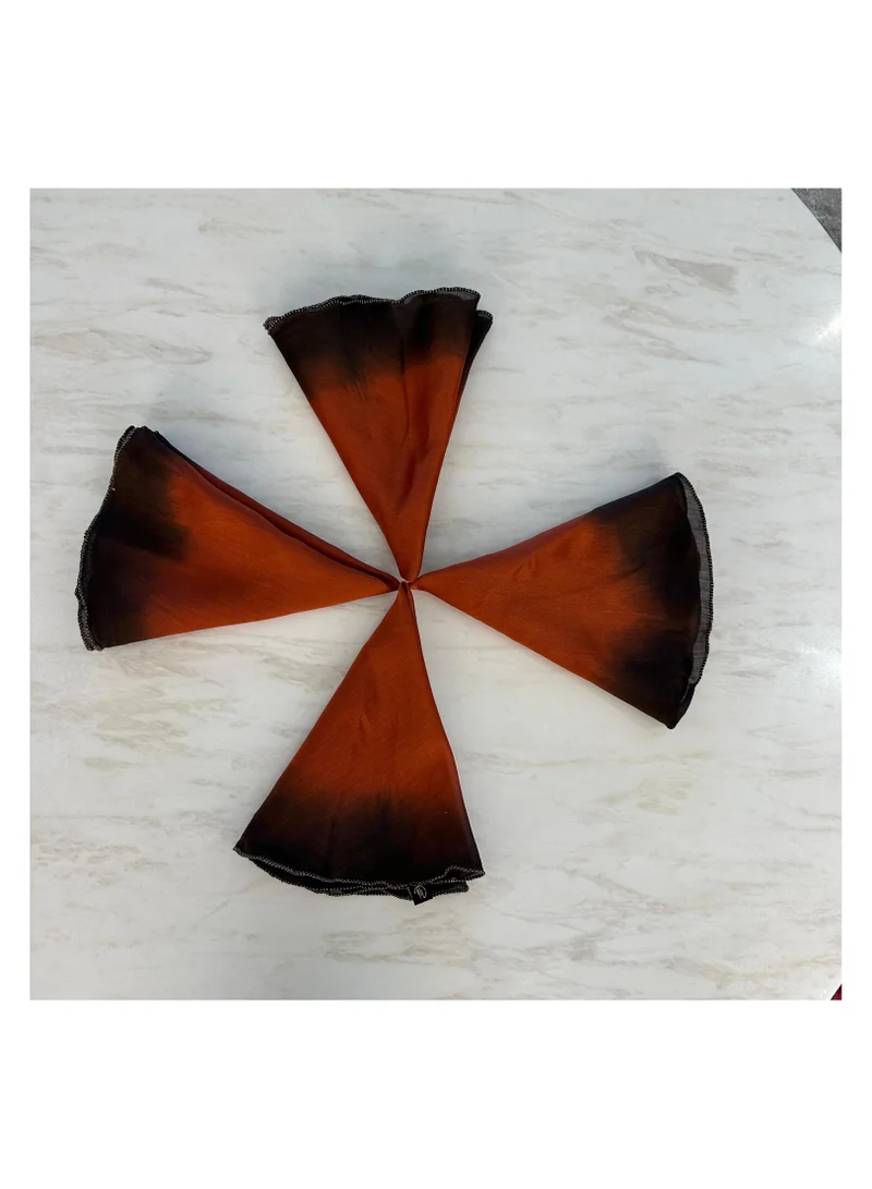 Tohfa Luxe Rust to Charcoal Ombre Round Napkin Set â€“ Set of 4 (50 cm Diameter)
