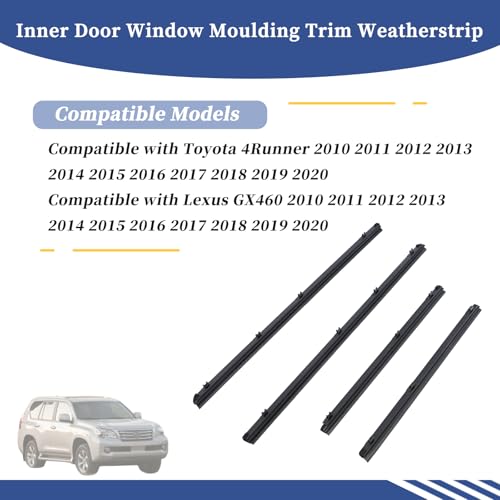 Getfarway Inner Door Window Moulding Trim Weatherstrip Fit for Toyota 4Runner Lexus GX460 20102020 Replace 6817160090 6817260080 6817360060 6817460060 Front Rear Inner Door Glass Weatherstrip - Image 3