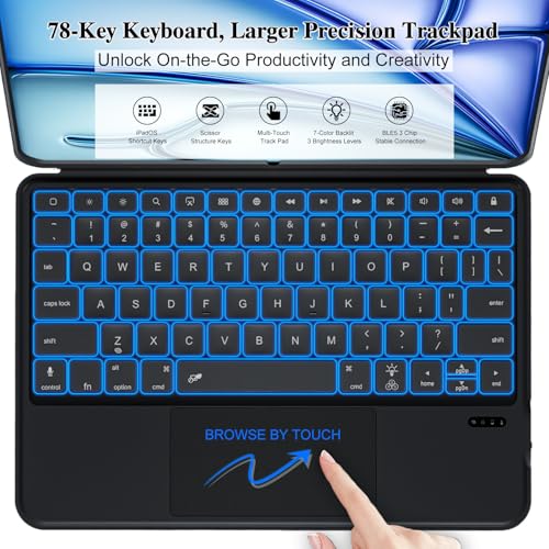 DANCESOUL Keyboard Case for iPad Air 11 inch (M4/M3/M2, 2026/2025/2024)&Pro 11, Magnetic Detachable iPad A16 11th/10th Keyboard, Trackpad, Backlit, Quiet Typing, Full Protection for Air 5/4th Gen 10.9" (Black) - Image 5