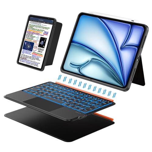 DANCESOUL Keyboard Case for iPad Air 11 inch (M4/M3/M2, 2026/2025/2024)&Pro 11, Magnetic Detachable iPad A16 11th/10th Keyboard, Trackpad, Backlit, Quiet Typing, Full Protection for Air 5/4th Gen 10.9" (Black) - Image 1
