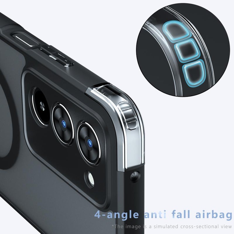 إيروريكس جراب هاتف هجين من مادة TPU لهاتف Redmi 15 5G Global / 15 4G SEA 169 مم Armor MagSafe PC (أسود غير لامع) - Image 5