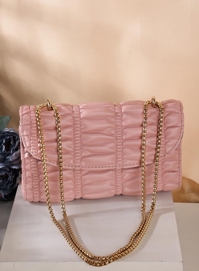 ZEVORA Women Leather Casual Ladies Single Shoulder Bag For Women College Girls (Pink) - Image 2