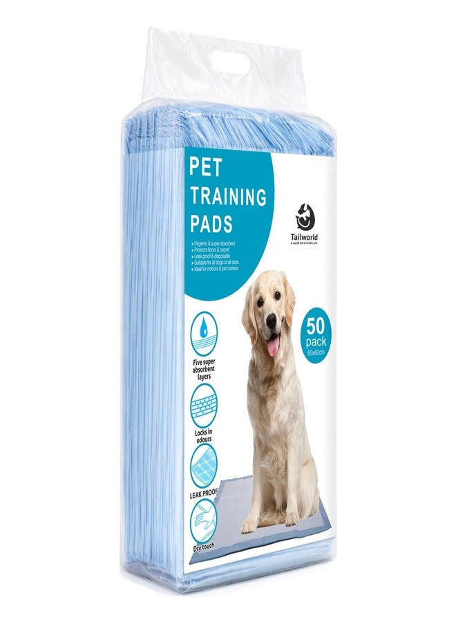 Tailworld Training Pads, with Odor Lock Technology & Super Absorbent Pee Pads, Leak-Proof Dog Potty Training Pads for Puppies, Dogs,Cats & Rabbits (60 X 60 cm) 50 Pcs - Image 1