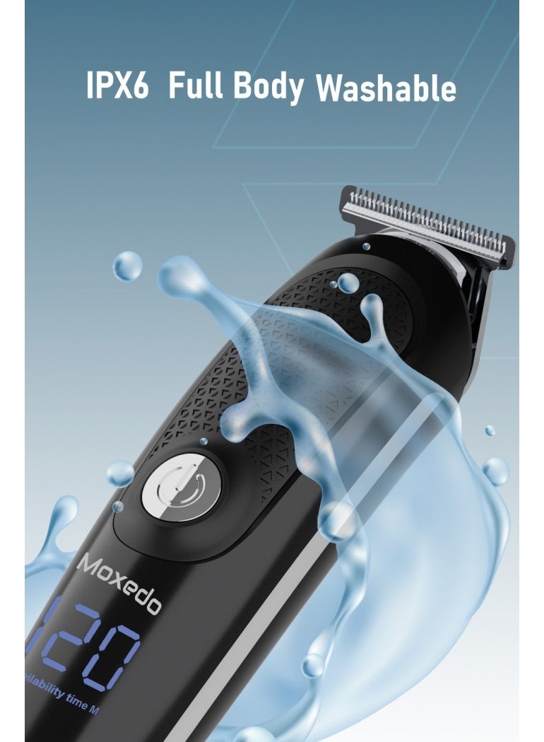 Moxedo 5 in 1 Cordless Hair Trimmer Professional Hair Clipper for Men IPX6 Waterproof Stainless-Steel T-Blade 120 Mins Working Time 5 Adjustable Guards for Men - Image 3
