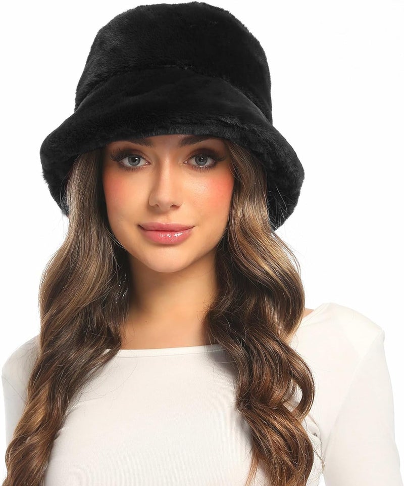 Umeepar قبعة دلو فاخرة من الفرو الصناعي لفصل الشتاء، قبعة دافئة وناعمة للنساء والرجال - Image 3