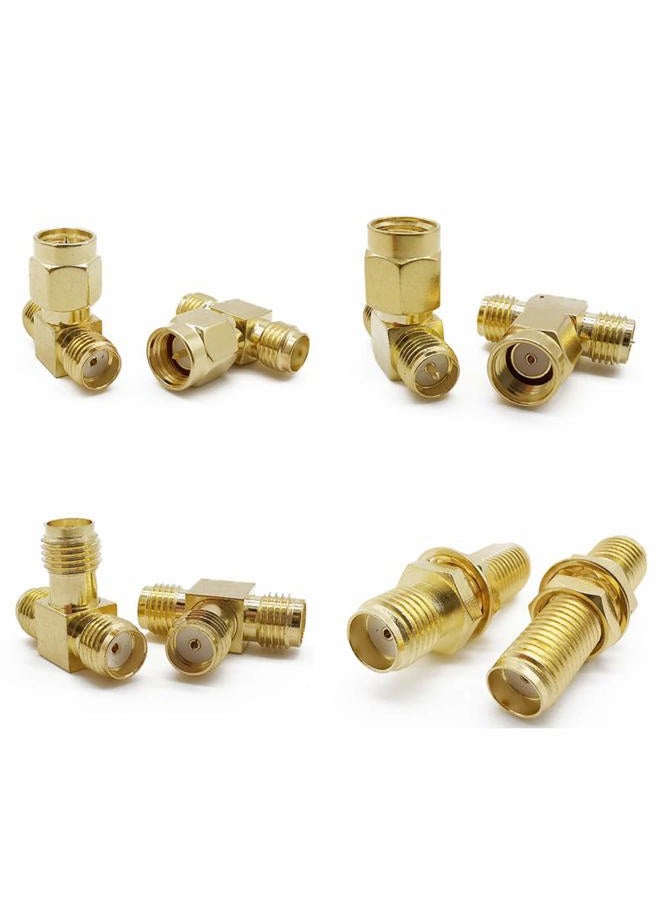 ALLiSHOP طقم موصلات SMA - 18 نوع من محولات ومقابس RP-SMA مستقيمة وزاوية 90° مجموعة توصيلات RF مطلية بالذهب للنحاس لمشاريع هوائيات FPV راديو باوفينغ ياسو كاميرا IP - Image 4