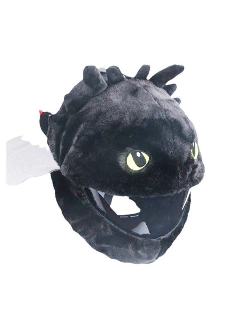 general Two-dimensional yuan plush cartoon hood plush hat cosplay black toothless boy mask - Image 1