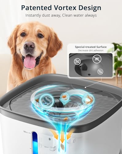PETEMPO Cat Water Fountain 135oz4L Ultra Quiet Dog Water Bowl Dispenser Instant Clean Vortex Design Pet Water Fountain with Filter Cats Dogs Pets Fountain for Drinking Automatic with LED Light Gray - Image 3