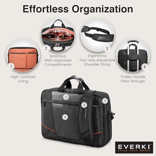 EVERKI Flight Business Laptop Briefcase Bag - Travel Checkpoint Friendly & Heavy Duty Laptop Briefcases for Men, Business Travel Bag with Lap top Compartment up to 16", 15L Capacity (EKB419), Black - Image 3
