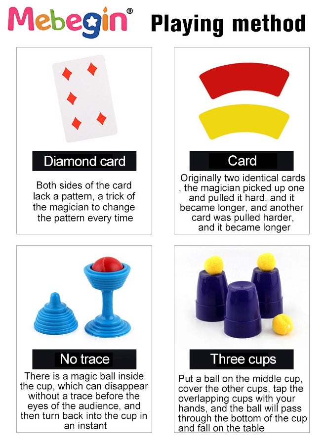 MEBEGIN - Classic Magic Set with Hat and Rich Magic Props, Amazing Magic Box with a Variety of Tricks, Pretend Play Magician Stuff, Easy to Perform Tricks, Fun Creative Educational Toys, Ideal Gift for Beginners and Kids Aged 6+ - Image 1