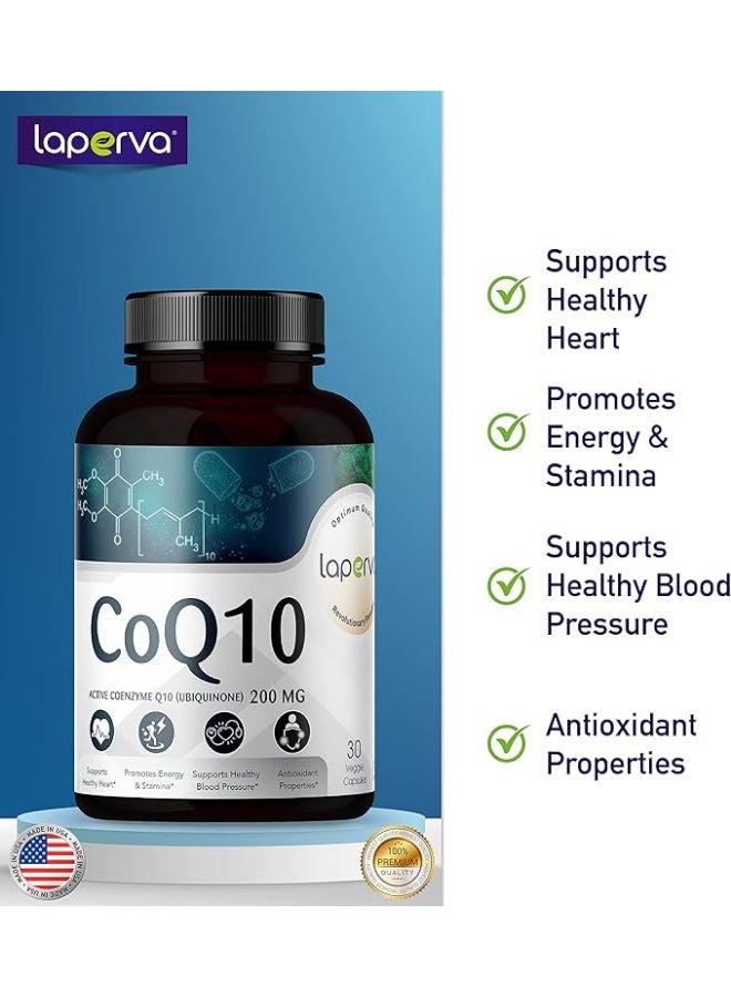 Laperva CoQ10 200mg Dietary Supplement with Coenzyme Q10 Antioxidant Formula Vegetarian Gluten Free Lactose Free Soy Free 30 Veggie Capsules Daily Wellness Supplement - Image 4