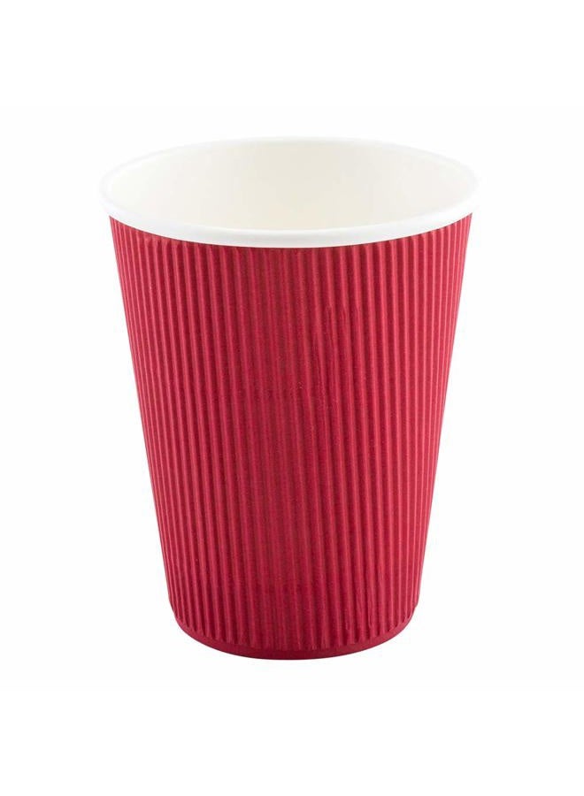 Restaurantware 12 Ounce Paper Coffee Cups 25 Ripple Wall Disposable Paper Cups - Leakproof Recyclable Crimson Paper Hot Cups Insulated Matching Lids Sold Separately - Image 5