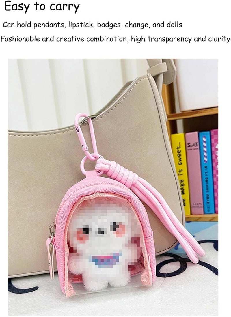 KeAiDMon Doll display canvas bag with keychain, portable figure transparent storage bag suitable for storing lipstick, Badge Wallet - Image 3