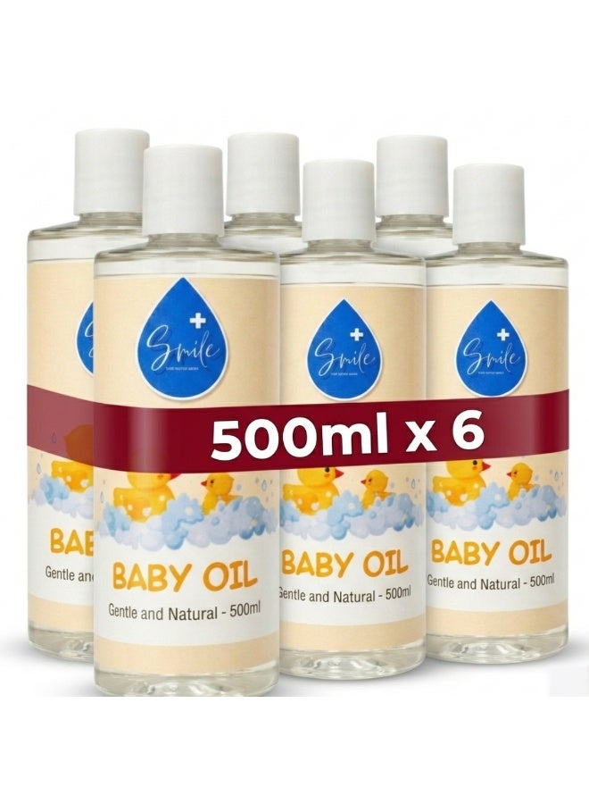 smileplus SMILE+ Baby Massage & Moisturizing Oil 500ml, Newborn Safe Baby Body & Hair Oil, Lightweight Non-Greasy Formula for Soft, Healthy Skin Pack of 6 - Image 1