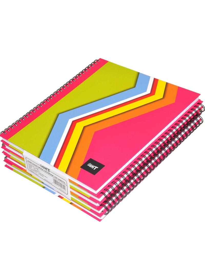 FIS LIGHT Pack of 5  Design Spiral Hard Cover Note Book Single Line ,10X8 Inches (25.4 X 20.32 Cm),100 Sheets -LINBS1081001404 - Image 1