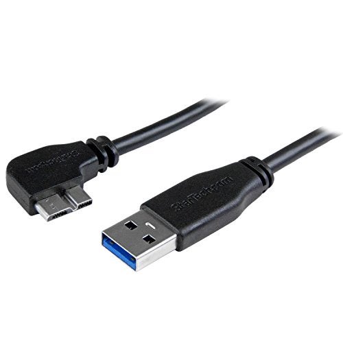 StarTech.com 0.5m 20in Slim Micro USB 3.0 Cable M/M - Left-Angle Micro-USB - USB 3.0 A to Micro B - Angled Micro USB - USB 3.1 Gen 1 5Gbps (USB3AU50CMLS), Black, 20in / 50cm - Image 3