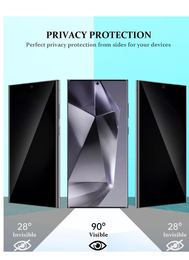 vesus Privacy Screen Protector for Samsung Galaxy S24 Ultra â€“ Tempered Glass with CD Texture, Anti-Spy, Fingerprint ID Support, Black Camera Lens Protection, Full Coverage - Image 4