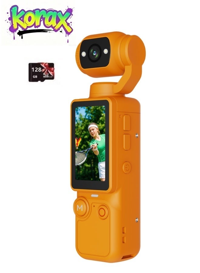 KORAX 2.5K UHD Vlogging Camera with 180° Rotating Lens, Pocket Body Camera with Audio & Video Recording,7-Hour Battery, Handheld POV Cameras with 128GB Card, Easy One-Button Recording for Travel,Daily Life - Image 1