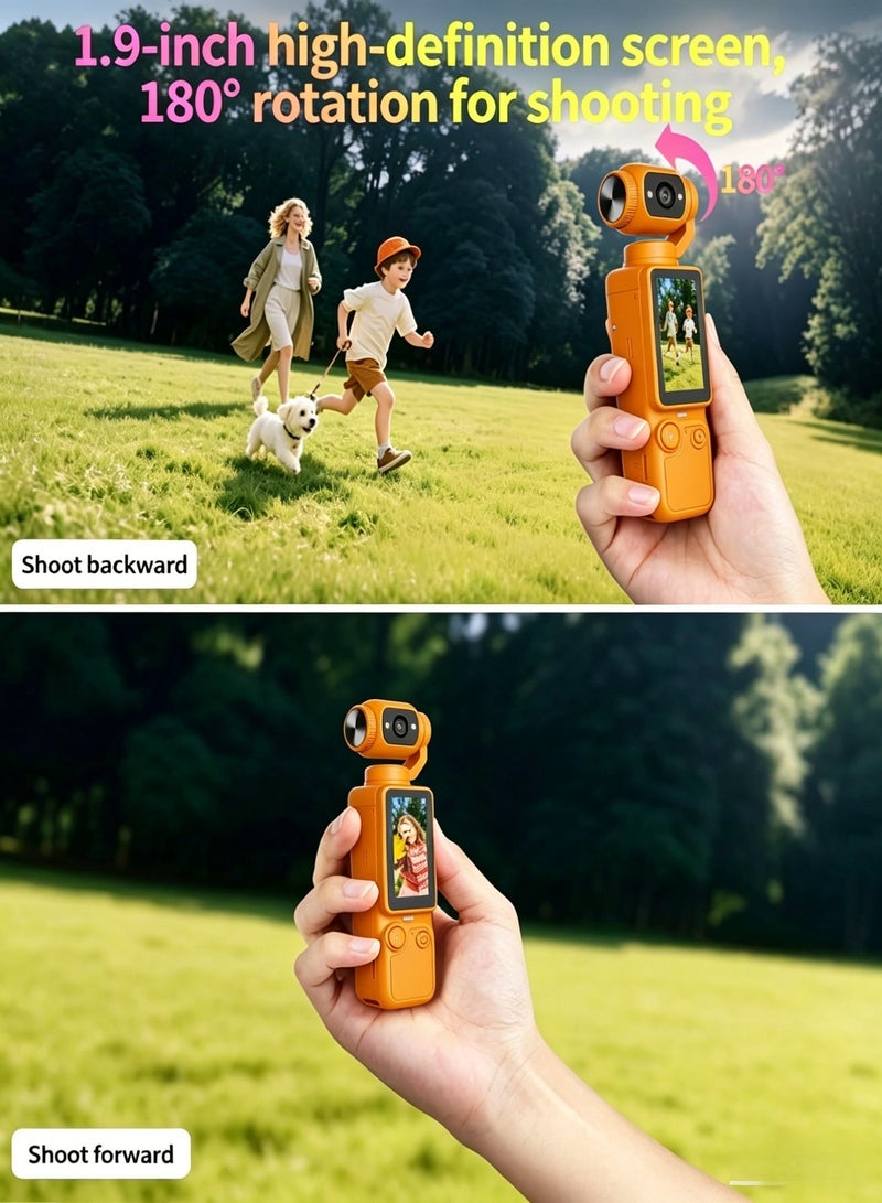 KORAX 2.5K UHD Vlogging Camera with 180° Rotating Lens, Pocket Body Camera with Audio & Video Recording,7-Hour Battery, Handheld POV Cameras with 128GB Card, Easy One-Button Recording for Travel,Daily Life - Image 3