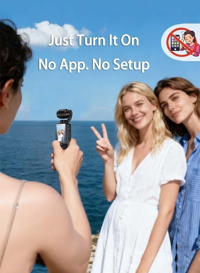 KORAX 2.5K UHD Vlogging Camera with 180° Rotating Lens, Pocket Body Camera with Audio & Video Recording,7-Hour Battery, Handheld POV Cameras with 128GB Card, Easy One-Button Recording for Travel,Daily Life - Image 5