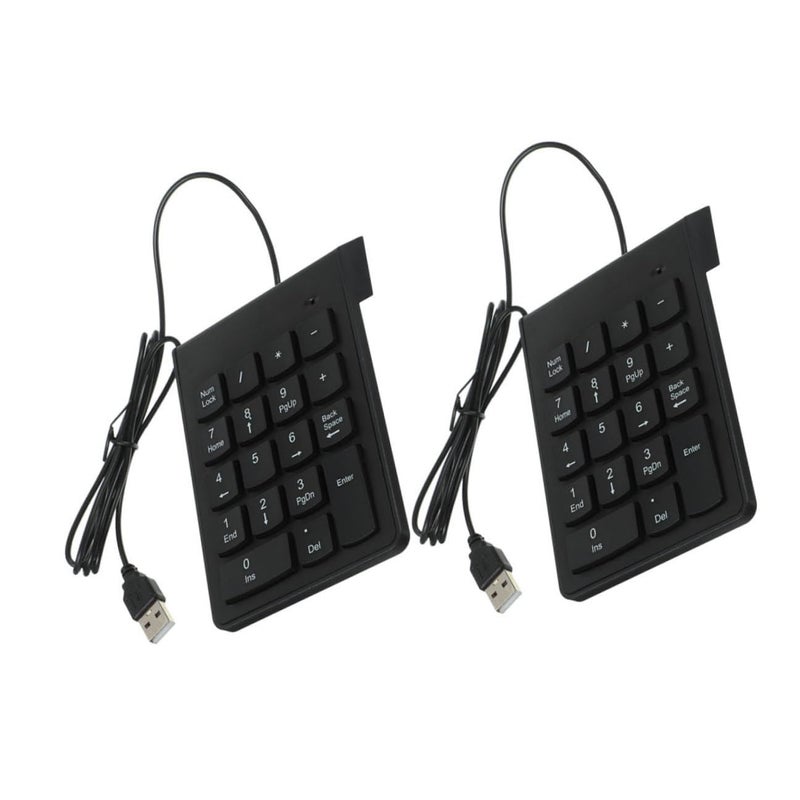 Artibetter 2pcs USB Numeric Keypad for Laptop Desktop 18 Key Silent Number Pad - Image 2