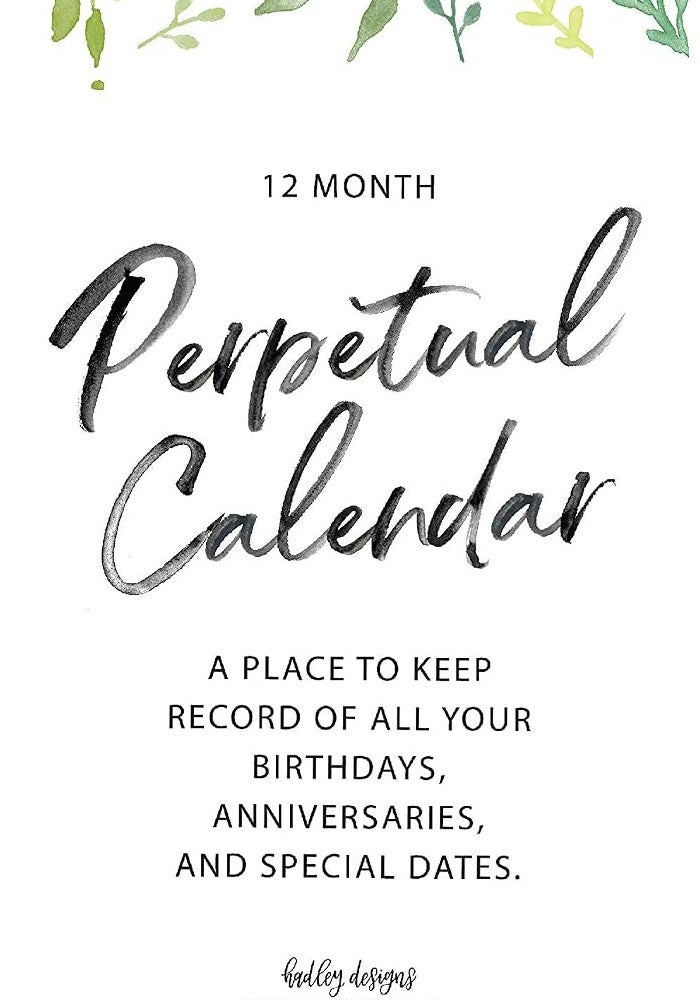 Hadley Designs Perpetual Calendar for Birthdays, Anniversaries, and Special Events - Image 1