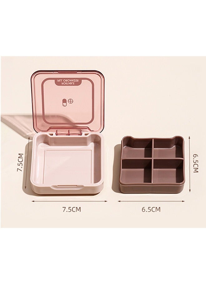 Portable Pill Box with Four Compartments, Moisture Proof Sealed Large Capacity Pill Box, Environmentally friendly material Pill Box (Pink) - Image 2
