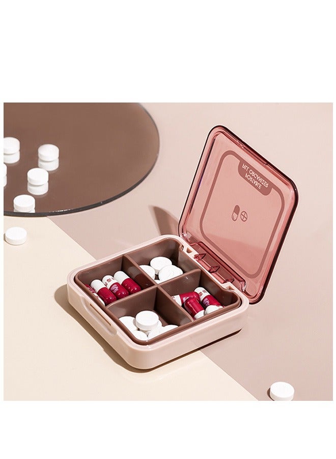 Portable Pill Box with Four Compartments, Moisture Proof Sealed Large Capacity Pill Box, Environmentally friendly material Pill Box (Pink) - Image 5