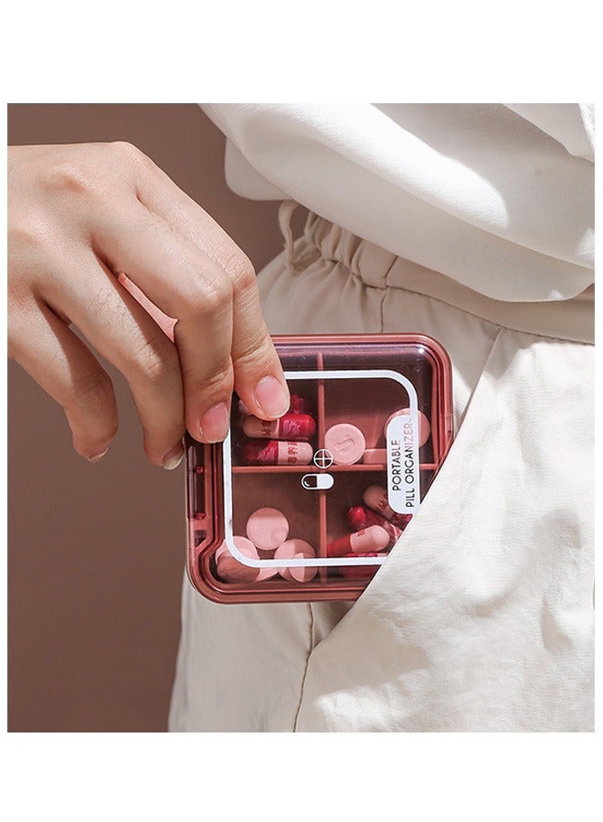 Portable Pill Box with Four Compartments, Moisture Proof Sealed Large Capacity Pill Box, Environmentally friendly material Pill Box (Pink) - Image 4