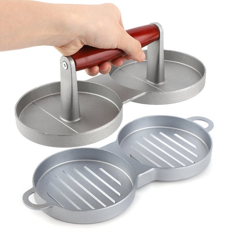 SEVIA SEVIA Burger Press Double Hole Hamburger Press Patty Maker Meat Beef Patty Maker Tools for BBQ Grill Hamburger Press Patty Maker Mold with Wax Patty Paper Sheets Meat Beef  - Image 2