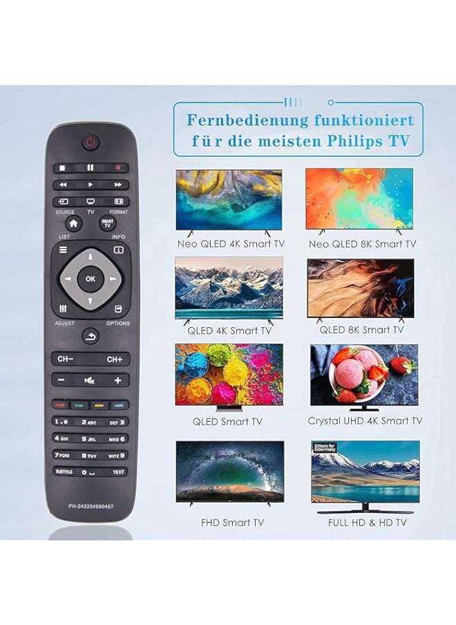 HuHa - FOXRMT Replacement Philips Remote Control, Universal Remote Control for Philips Smart TV Remote Control Compatible with Philips 40PFL5007H/12 40PFL5007K/12 40PFL5007T/12 - Image 1
