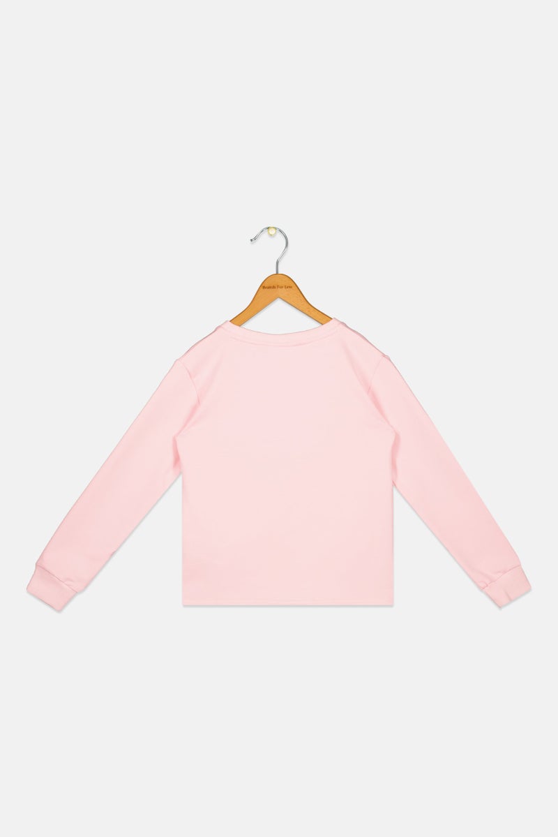 FILA Kids Girl Sportswear Fit Long Sleeves Outdoors Sweatshirts, Pink - Image 2