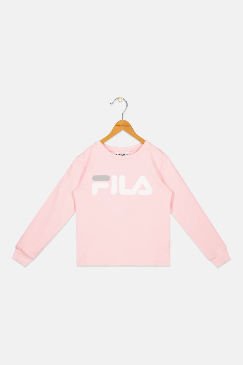 FILA Kids Girl Sportswear Fit Long Sleeves Outdoors Sweatshirts, Pink - Image 1