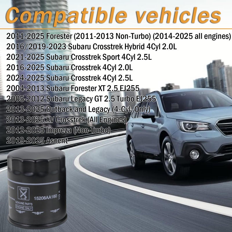 Kefly 15208AA21A Oil Filter fits for Subaru 2013-2025 Outback & Legacy, 2012-2025 Impreza, 2011-2025 Forester, 2016-2025 Crosstrek, 2013-2025 XV Crosstrek, 2019-2025 Ascent Replaces 15208AA160 (1 Pack) - Image 2
