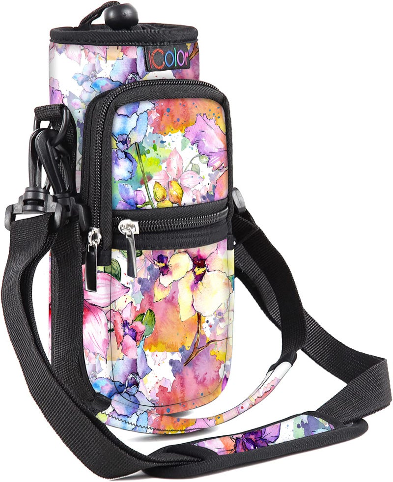 icolor Water Bottle Carrier Bag Holder 25/32/40/64oz,Adjustable Padded Shoulder & Handle Strap Sports Sling Hiking Pack,Insulated Neoprene Wide Mouth Bottle Sleeve - Image 1