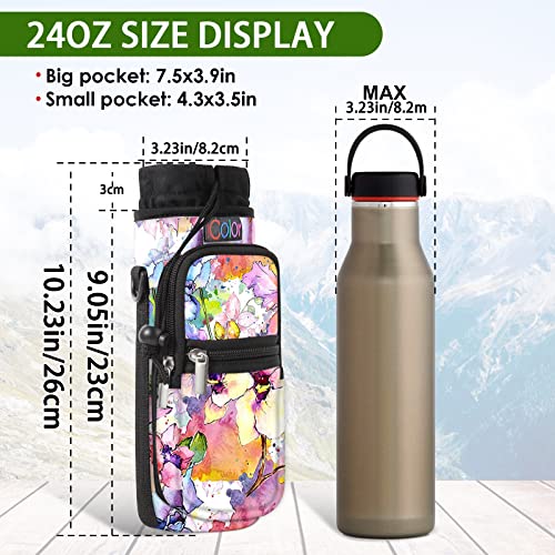 icolor Water Bottle Carrier Bag Holder 25/32/40/64oz,Adjustable Padded Shoulder & Handle Strap Sports Sling Hiking Pack,Insulated Neoprene Wide Mouth Bottle Sleeve - Image 2