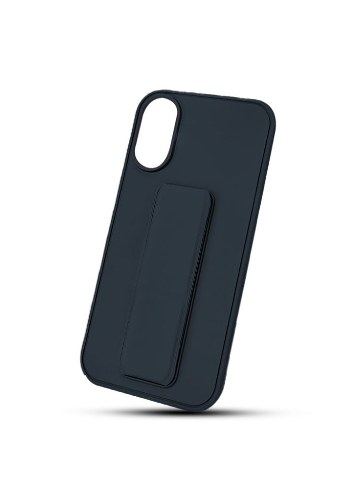 For Realme C67 (4G) Silicone Back Case with Leather Handle Wrist Strap ,Kickstand Back Feature Landscape and Portrait , Magnetic Holder Compatible Realme C67 (4G) (6.72'') (Navy)