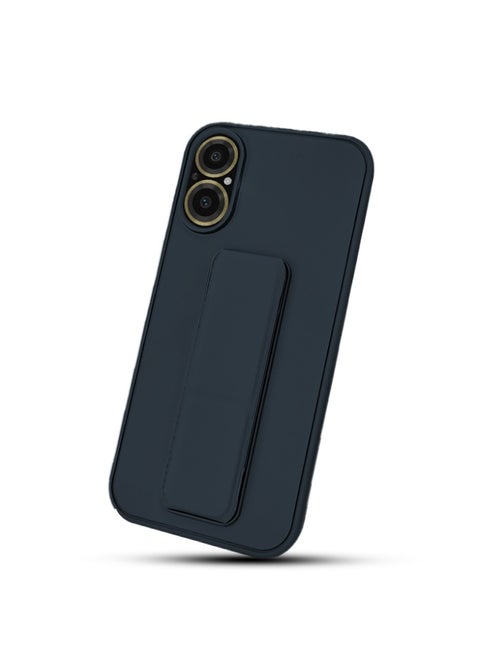 For Realme C67 (4G) Silicone Back Case with Leather Handle Wrist Strap ,Kickstand Back Feature Landscape and Portrait , Magnetic Holder Compatible Realme C67 (4G) (6.72'') (Navy)
