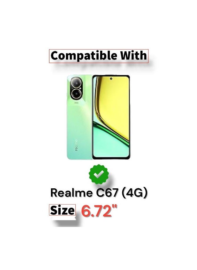 For Realme C67 (4G) Silicone Back Case with Leather Handle Wrist Strap ,Kickstand Back Feature Landscape and Portrait , Magnetic Holder Compatible Realme C67 (4G) (6.72'') (Navy)