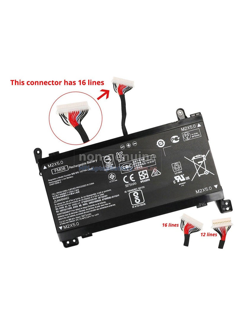 CS FM08 Laptop Battery Compatible with HP Omen 17-AN013TX 17-AN014TX 17-AN014NG 16-Pin Connector)  - Image 2
