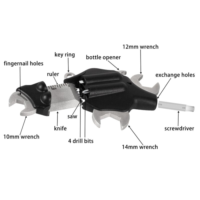 Portable Animal Shape Multi-purpose Combination Tools Keychain Multi-tools 6-in-1 Multifunctional Wrench & Drill Bit Kit Screwdriver Bits & Inner Hexagon Wrench Bottle Opener Portable for Outdoor - Image 4