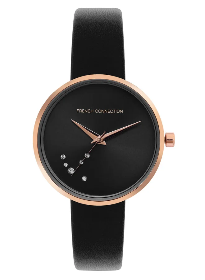فرنش كونكشن French Connection Women's Analog Watch Black Strap